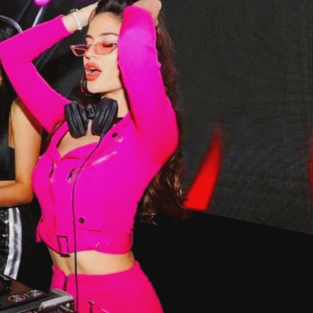 Pink Biker Skirt Suit